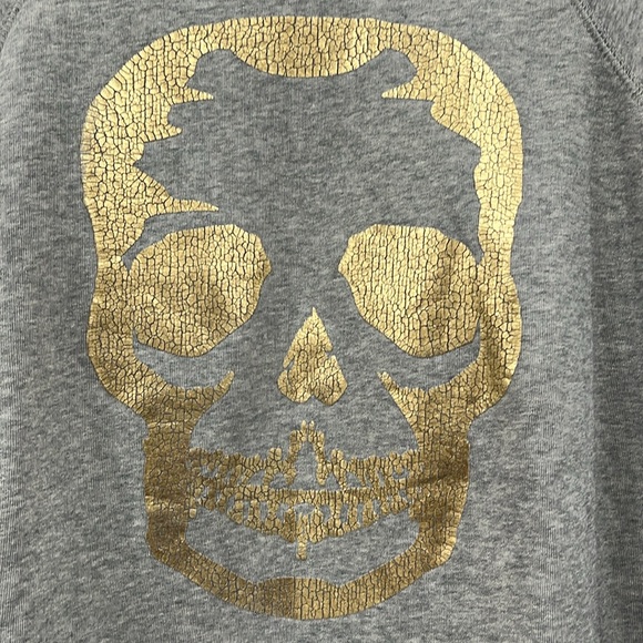 Zadig & Voltaire Gold Skull Grey Sweatshirt Oversized Cotton size S - Picture 4 of 11
